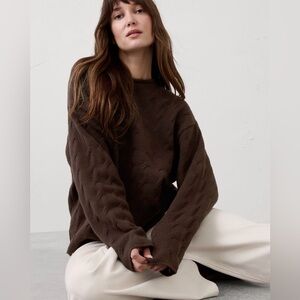 Banana Republic Dark Brown Cable Roll-Neck Soft Sweater Size Medium
